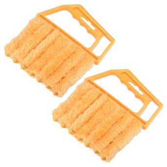 2 pc Window Blind Hand Held 7 Finger Shutters Brush Tool Yellow