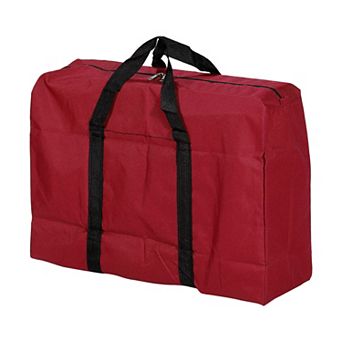 Storage Tote With Zippers, 40l Capacity Foldable Heavy Moving Tote Bags For Bedding Clothes, Red