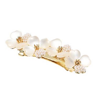 Flower Hair Clips for Women Small Flower Hairpin, French Faux Crystal Flower Hairpin
