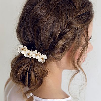 Flower Hair Clips for Women Small Flower Hairpin, French Faux Crystal Flower Hairpin