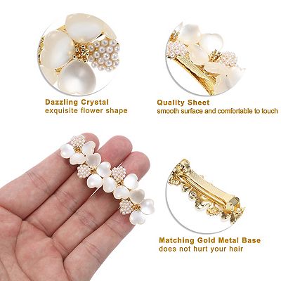Flower Hair Clips for Women Small Flower Hairpin, French Faux Crystal Flower Hairpin