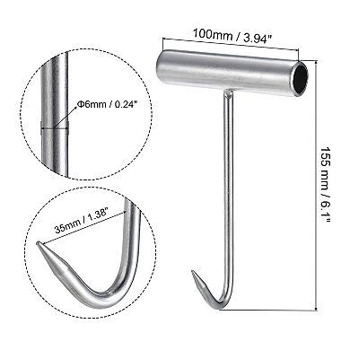 6" T-handle Meat Boning Hook, Galvanized T Hooks For Restaurant 2pcs