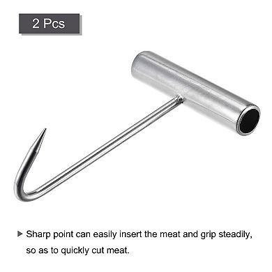 6" T-handle Meat Boning Hook, Galvanized T Hooks For Restaurant 2pcs