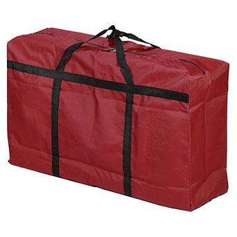 Storage Tote With Zippers, 125l Capacity Foldable Heavy Moving Tote Bags For Bedding Clothes, Red