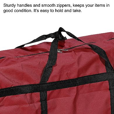 Storage Tote With Zippers, 125l Capacity Foldable Heavy Moving Tote Bags For Bedding Clothes, Red