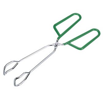 1 pc Cooking Scissor Tongs, 10" Kitchen Tongs With Comfort Grip Green Handle