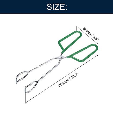 1 Pcs Cooking Scissor Tongs, 10" Kitchen Tongs With Comfort Grip Green Handle