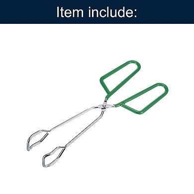 1 Pcs Cooking Scissor Tongs, 10" Kitchen Tongs With Comfort Grip Green Handle