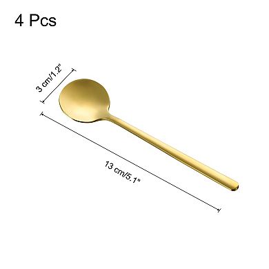 4 Pcs Espresso Spoons 5.1" Stainless Steel Round Coffee Spoon