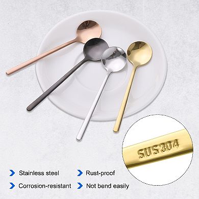 4 Pcs Espresso Spoons 5.1" Stainless Steel Round Coffee Spoon