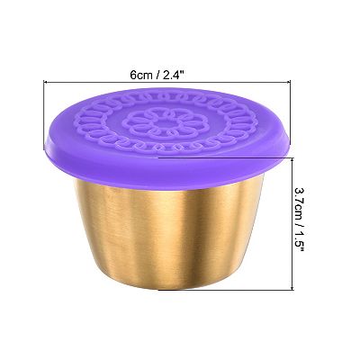 3pcs Small Condiment Containers With Lids, Stainless Steel Condiment Cup Dipping Cups, Purple
