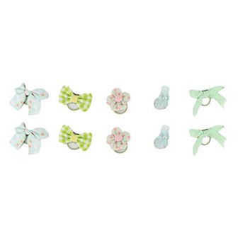 Fashion Cute Bow Flowers Hair Ropes For Children Light Green 10 pc