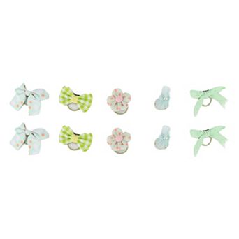Fashion Cute Bow Flowers Hair Ropes For Children Light Green 10 pc