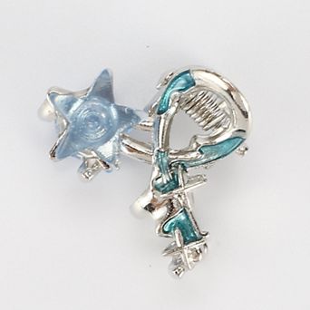 Fashion Star Hair Clips Hairdo Clip For Women 0.94"x0.83"x0.79" Blue Silver Tone
