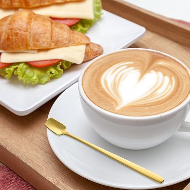 4 Pcs Espresso Spoons 6.9" Stainless Steel Square Coffee Spoon