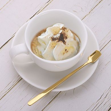 4 Pcs Espresso Spoons 6.9" Stainless Steel Square Coffee Spoon