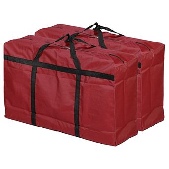 Storage Tote With Zippers, 2 Pack 125l Capacity Heavy Moving Tote Bags For Bedding Clothes, Red