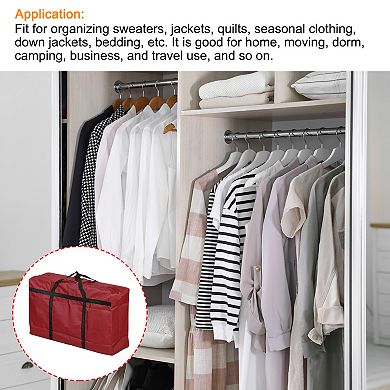 Storage Tote With Zippers, 2 Pack 125l Capacity Heavy Moving Tote Bags For Bedding Clothes, Red