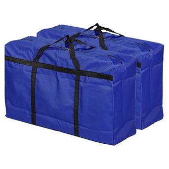 Storage Tote With Zippers, 2 Pack 125l Capacity Heavy Moving Tote Bags For Bedding Clothes, Blue