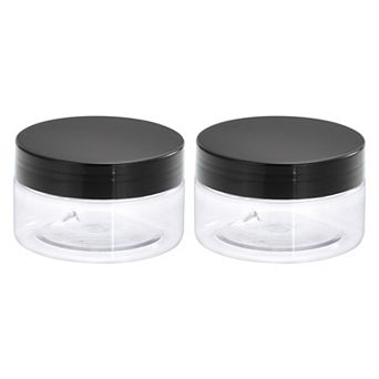 Round Jars With Black Screw Top Lid, 3oz Clear Empty Containers For Storage, 2 pc
