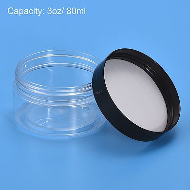 Round Jars With Black Screw Top Lid, 3oz Clear Empty Containers For Storage, 2pcs