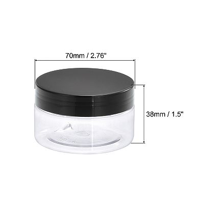 Round Jars With Black Screw Top Lid, 3oz Clear Empty Containers For Storage, 2pcs