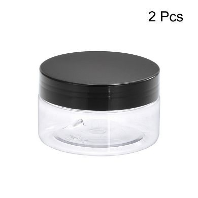 Round Jars With Black Screw Top Lid, 3oz Clear Empty Containers For Storage, 2pcs