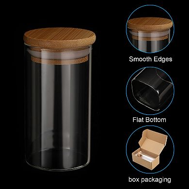 6.8 Oz 2 Pack Glass Kitchen Container Clear Food Storage Jar For Nuts Sugar Coffee Beans Spices