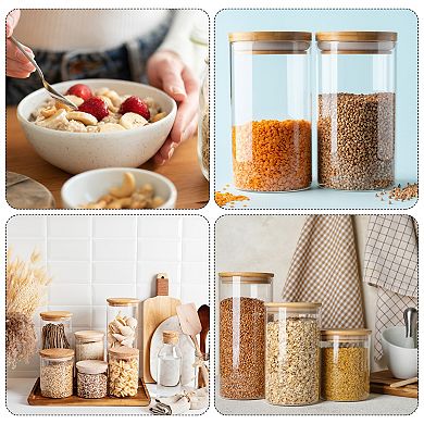 6.8 Oz 2 Pack Glass Kitchen Container Clear Food Storage Jar For Nuts Sugar Coffee Beans Spices