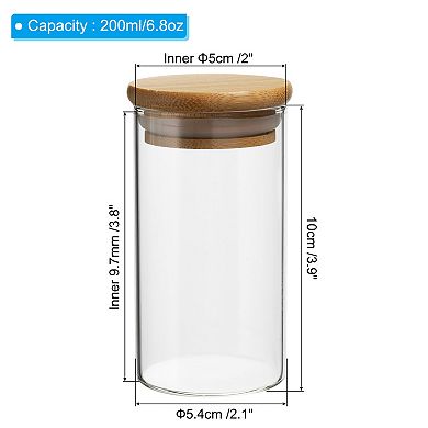 6.8 Oz 2 Pack Glass Kitchen Container Clear Food Storage Jar For Nuts Sugar Coffee Beans Spices