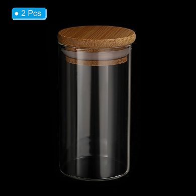 6.8 Oz 2 Pack Glass Kitchen Container Clear Food Storage Jar For Nuts Sugar Coffee Beans Spices