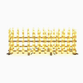 LuxenHome 8 pc Light Show Fence Design Outdoor Holiday Decoration