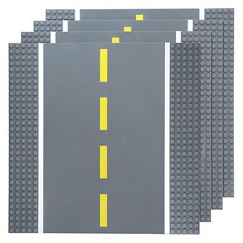 Building Blocks Road Plates 10x10", 4 Pack Baseplates, 4 Straight