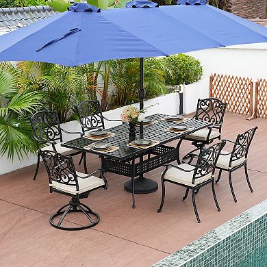 Mondawe Cast Aluminum Outdoor Dining Armchair With Sofa Cushion (set Of 4)