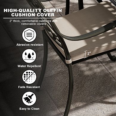 Mondawe Cast Aluminum Outdoor Dining Armchair With Sofa Cushion (set Of 4)
