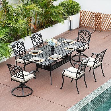 Mondawe Cast Aluminum Outdoor Dining Armchair With Sofa Cushion (set Of 4)
