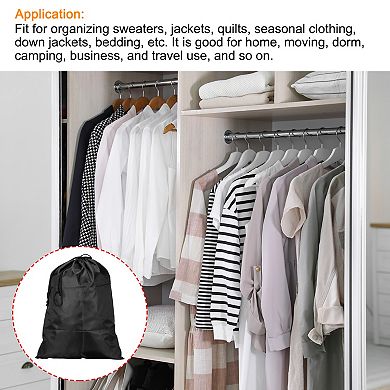 Clothes Storage Drawstring Bag, 17.3" Height Clothing Blankets Organizer Bags, Black