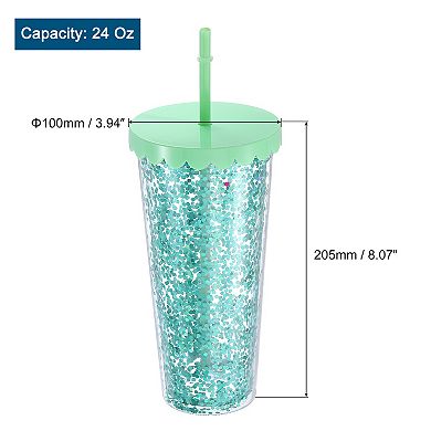 Acrylic Tumbler With Lid And Straw, Reusable Double Wall Cups For Ice Coffee, Shiny Travel Tumblers