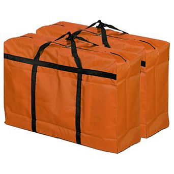 Storage Tote With Zippers, 2 Pack 150l Capacity Heavy Moving Tote Bags For Bedding Clothes, Orange