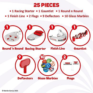 Marble Racing Booster Set - 25 Pieces Total, Construction Building Blocks Toys
