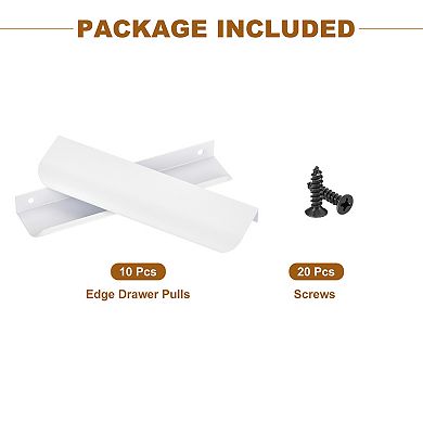 10 Pack Finger Edge Pull Cabinet Handles 128mm Hole Center