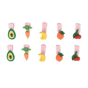 Cute Cherry Banana Avocado Hair Clips Pink Orange Yellow Green 10 pc