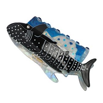 Cute Spotted Shark Hair Clips Hairdo Clip For Women 4.53"x1.77"x1.57" Black