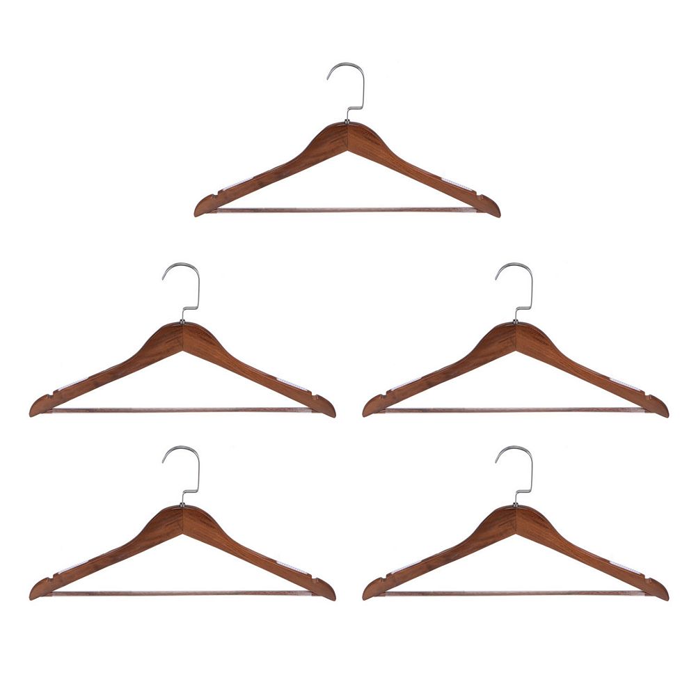 50s vintage wood hanger made in usa　5本 5pcs C19 Solid Retro Wooden Clothes Hangers With Soft Stripes