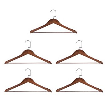 5 pc C19 Solid Retro Wooden Clothes Hangers With Soft Stripes 440mm Length