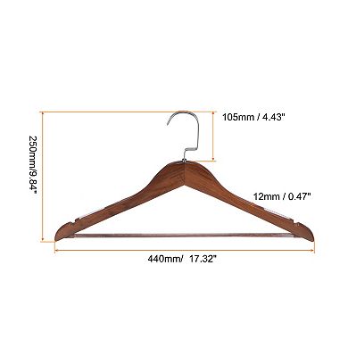5pcs C19 Solid Retro Wooden Clothes Hangers With Soft Stripes 440mm Length