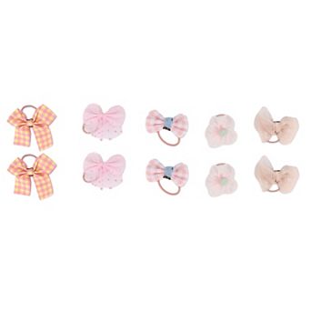 Fashion Cute Bow Flowers Hair Ropes For Children Light Pink 10 pc