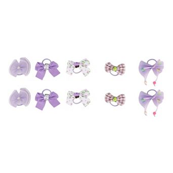 Fashion Cute Color-blocked Floral Hair Ropes For Children Purple 10 pc
