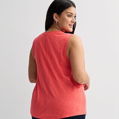 Plus Size Sonoma Goods For Life® Elevated V-Neck Tank Top