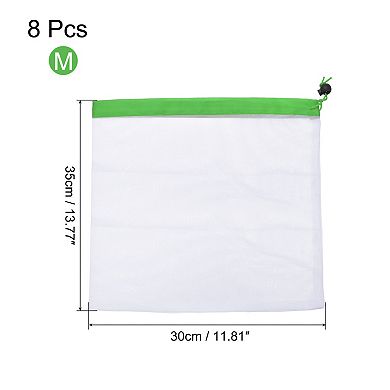 8 Pcs Reusable Mesh Produce Bags, See Through Mesh Storage Bags Green